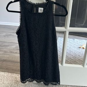 CAbi Black Lace scalloped Tank
